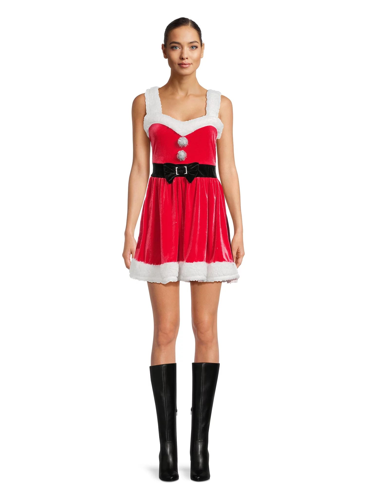 No Boundaries Juniors Santa Dress, Sizes XS-3XL - Walmart.com | Walmart (US)