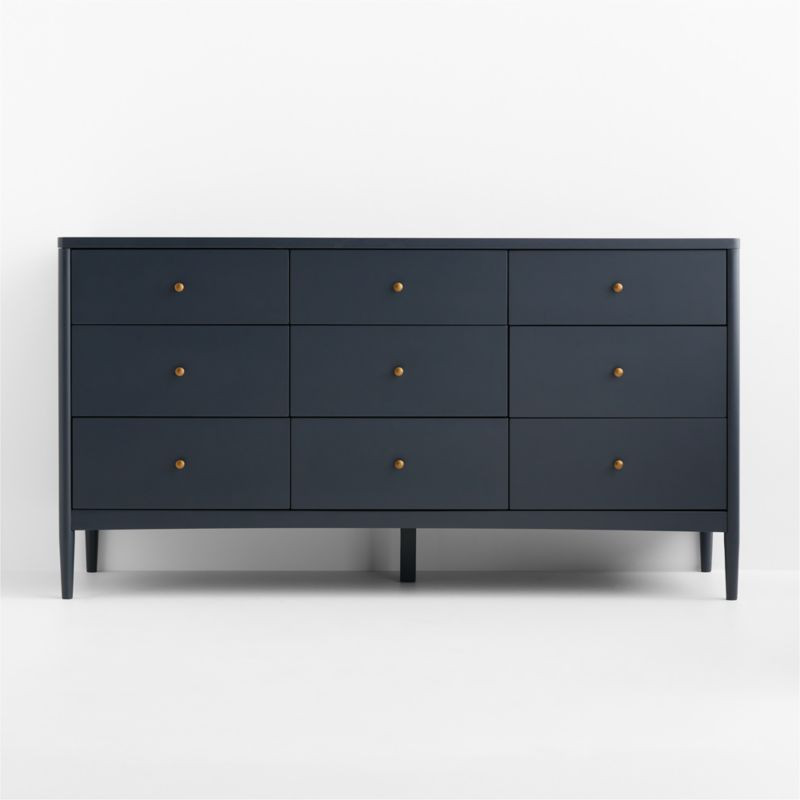 Hampshire 64" Navy Blue Wood Extra Wide 9-Drawer Kids Dresser | Crate & Barrel