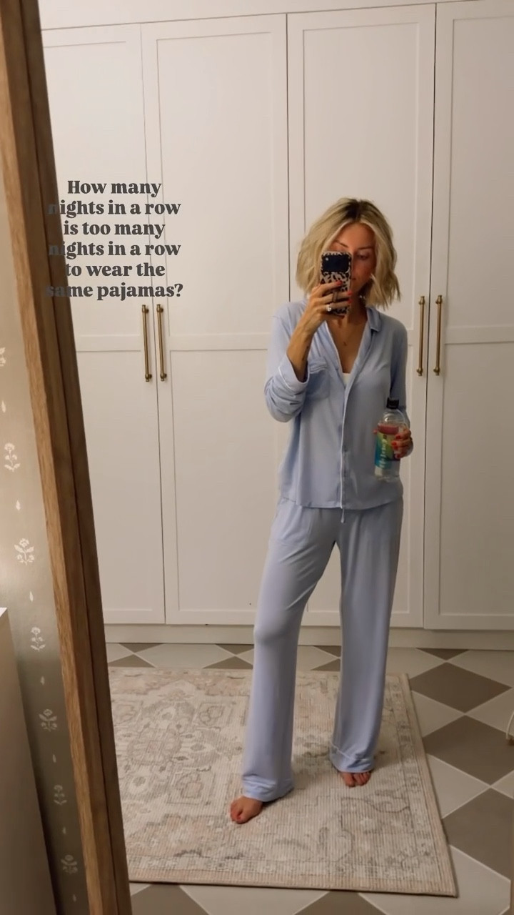 Seriously so impressed with these Target Auden pajamas 😍 the softest cloud like fabric! They feel so luxe and the contrast piping is so classic. Wearing size M

Loverly grey, pajamas set blue, affordable pajama pants set, knit jersey comfy lounge set

#LTKselfcare