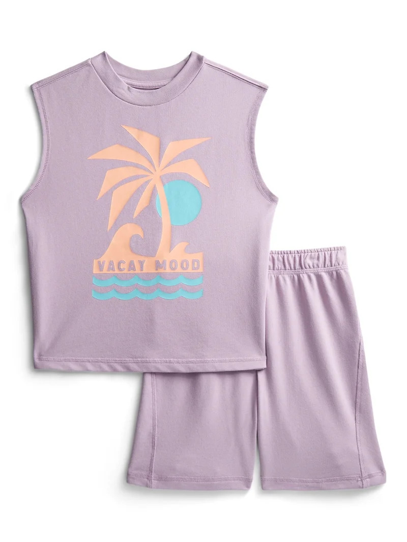 Wonder Nation Little Boys Graphic Tank Top and Shorts Set, 2-Piece, Sizes 4-10 | Walmart (US)