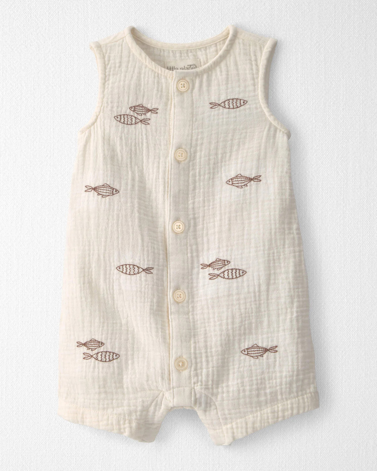 Baby Organic Cotton Gauze Embroidered Romper - Little Planet | Carter's | Carter's Inc