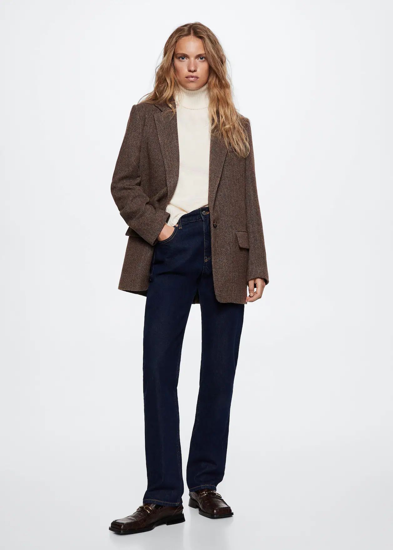 Herringbone suit blazer -  Women | Mango USA | MANGO (US)