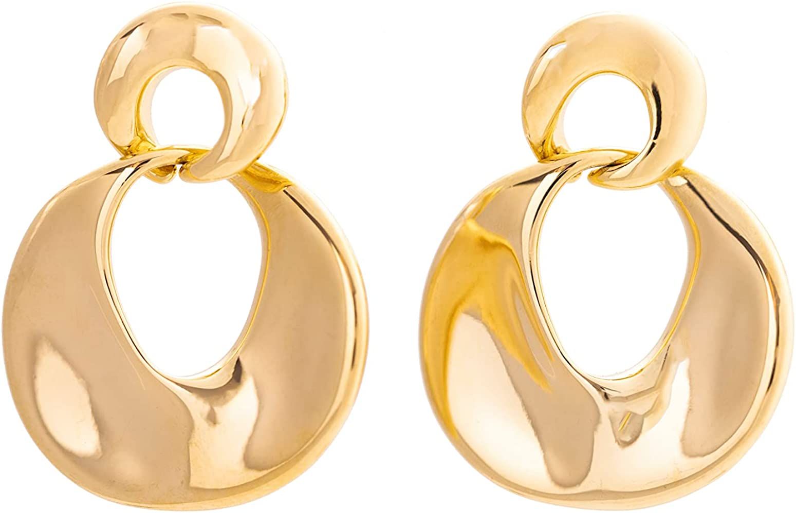 Teitze Fashion Gold Dangle Earrings 18k Gold Plated Hoop Chunky Earrings For Women girls gift | Amazon (US)