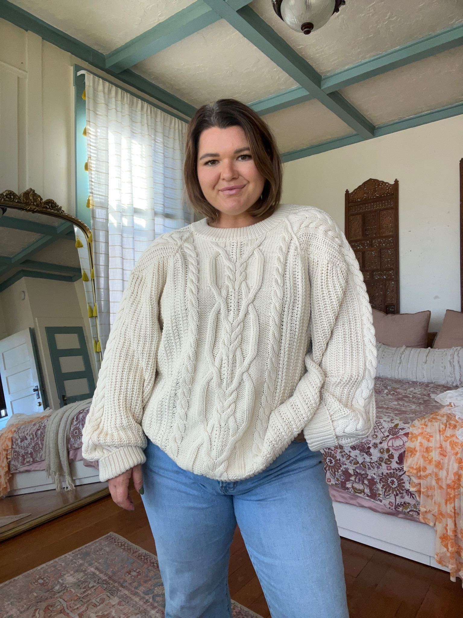 The ultimate Rory Gilmore sweater?! Wearing a size XL in this cozy knit free people find  

#LTKSeasonal #LTKmidsize #LTKcurves