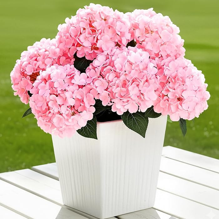 6 Bundles Hydrangea Artificial Flowers for Outdoors and Indoor, Bulk 30 Heads, UV Resistant Faux ... | Amazon (US)