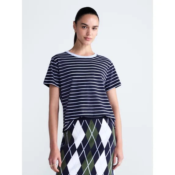 Free Assembly Women's and Women's Plus Cotton Cropped Boxy Tee with Short Sleeves, Sizes XS-4X | Walmart (US)