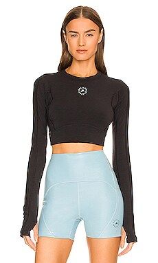 adidas by Stella McCartney Twist Crop Top in Black from Revolve.com | Revolve Clothing (Global)