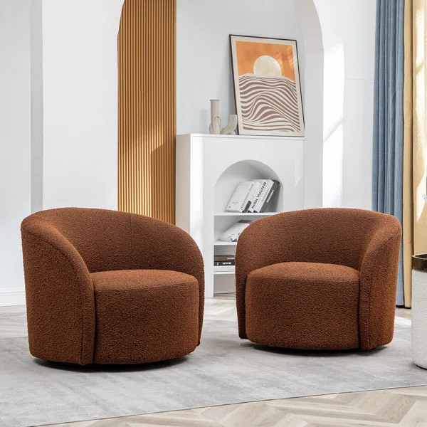 Cerutti 34" Upholstered Swivel Barrel Chair | Wayfair North America