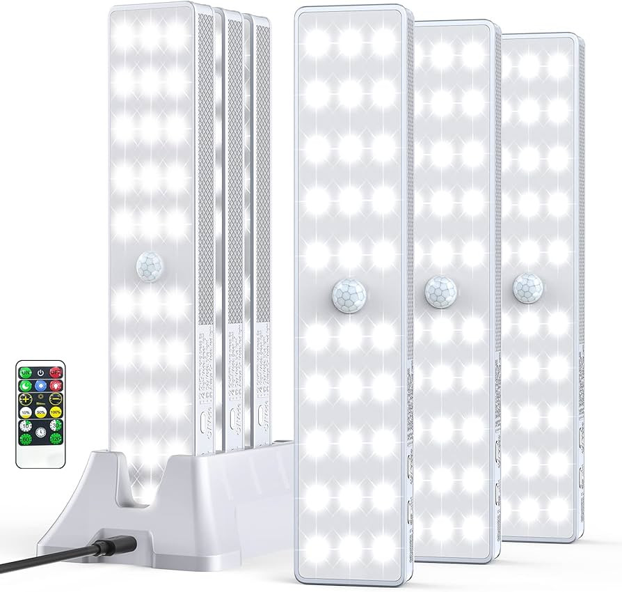 LED Closet Light with Charging Station, 30LEDs Dimmer Rechargeable Motion Sensor Under Cabinet Li... | Amazon (US)