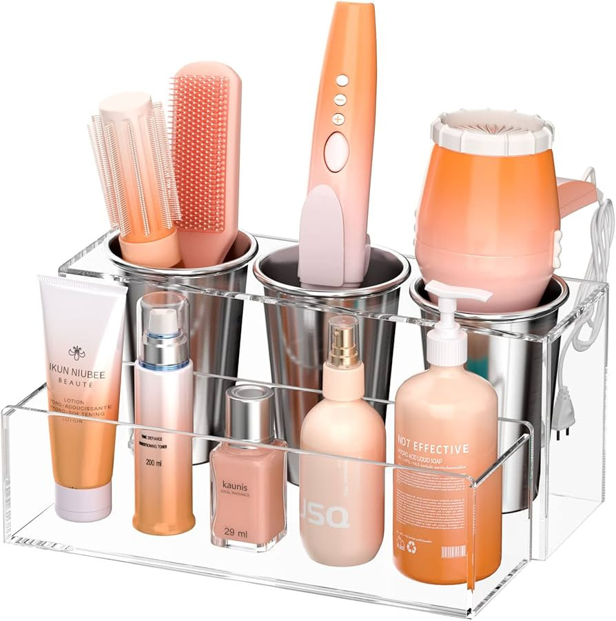 Amazon.com: NIUBEE Hair Tool Organizer, Acrylic Hair Dryer and Styling Holder, Bathroom Counterto... | Amazon (US)