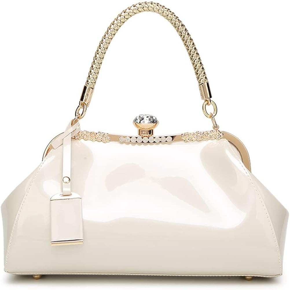 ROUROU Glossy Patent Leather Handbag for Women Top Handle Tote Bag Evening Shoulder Bag Wedding S... | Amazon (US)