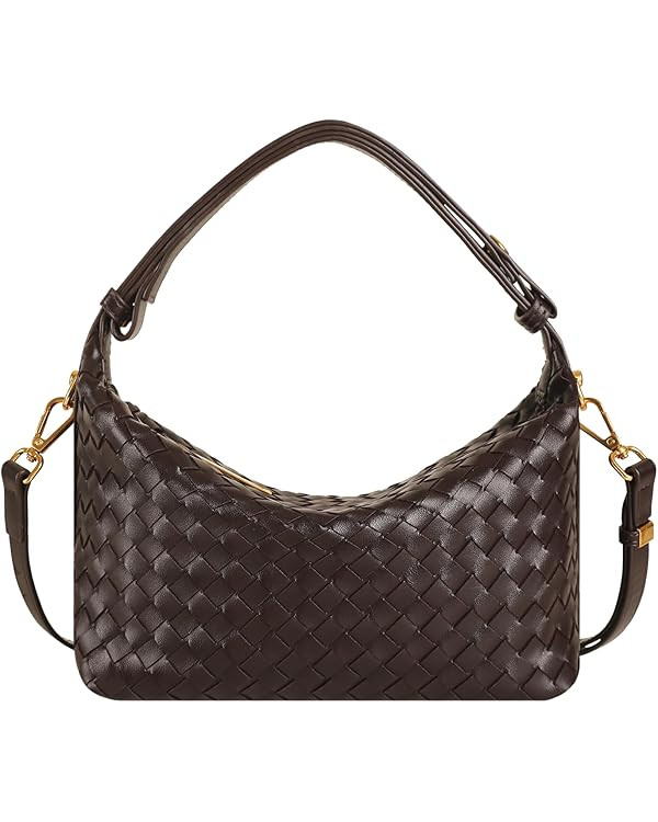 Vegan Leather Woven Tote Bag, Leather Braided Purse Clutch Purse, Woven Top-Handle Shoulder Handb... | Amazon (US)