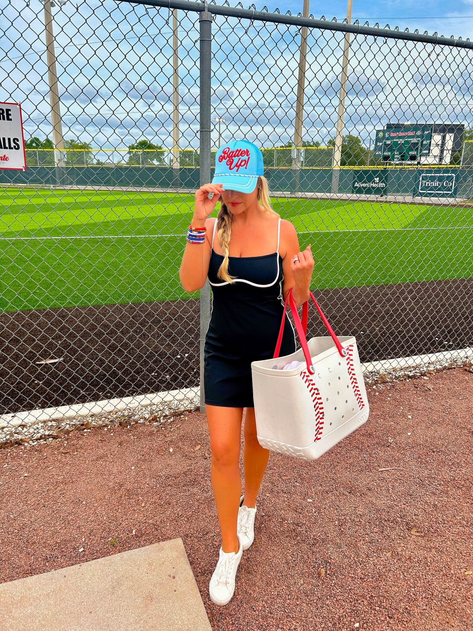 Outfit starting lineup:

✔️ flattering Alo dupe tennis dress from @amazonfashion

✔️ the cutest “batter up” hat from @poppypinetees

✔️ “game day” bracelet set from @amazonfashion

✔️  baseball Bogg bag from @academy  that’s ready to carry all your game day essentials (and then some.)

= a guaranteed home run every time ⚾️❤️

#LTKActive #LTKootd #LTKmomlife
