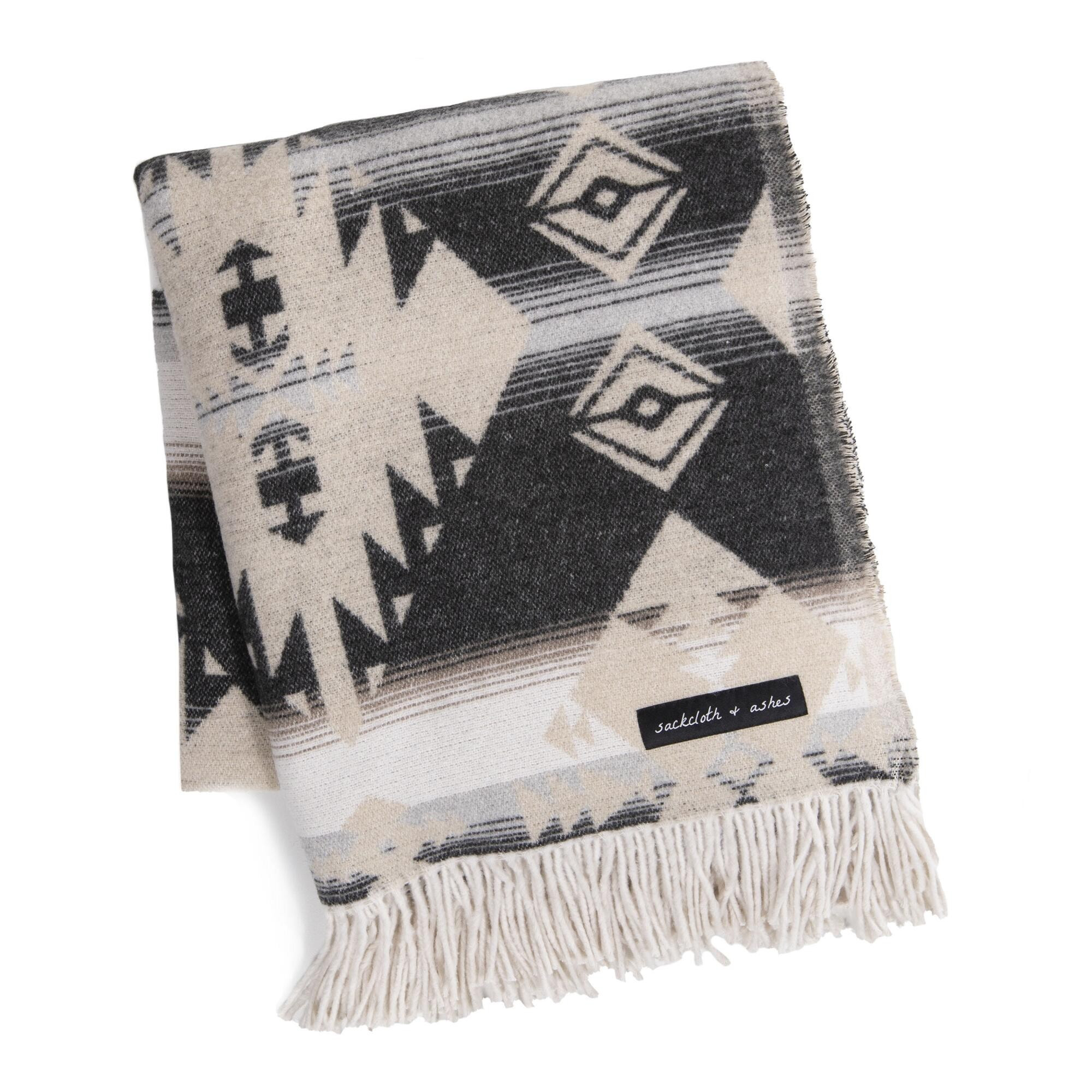 Sackcloth & Ashes Black And Cream Diamond Throw Blanket - Wool by World Market | World Market