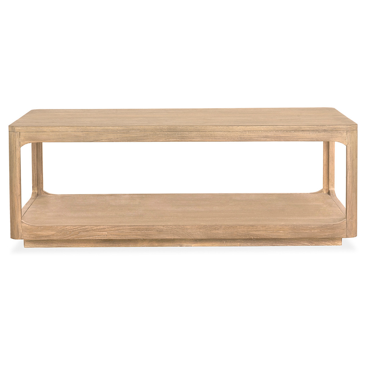 Bella Rustic Lodge Beige Teak Wood Rectangular Coffee Table | Kathy Kuo Home