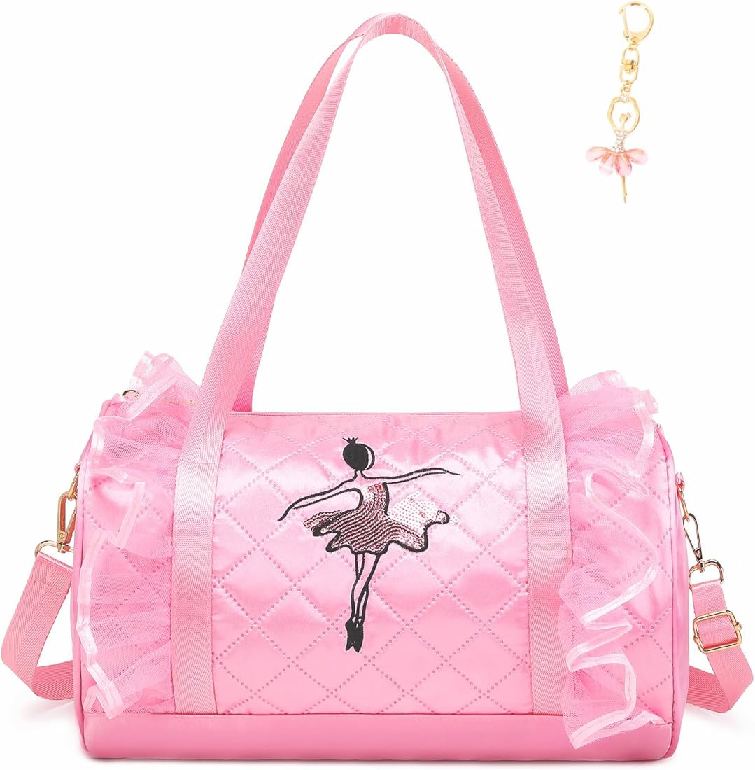 Dorlubel Cute Ballet Dance Bag Gym Travel Duffle Bag for Girls Tutu Dress Bag with Key Chain for ... | Amazon (US)