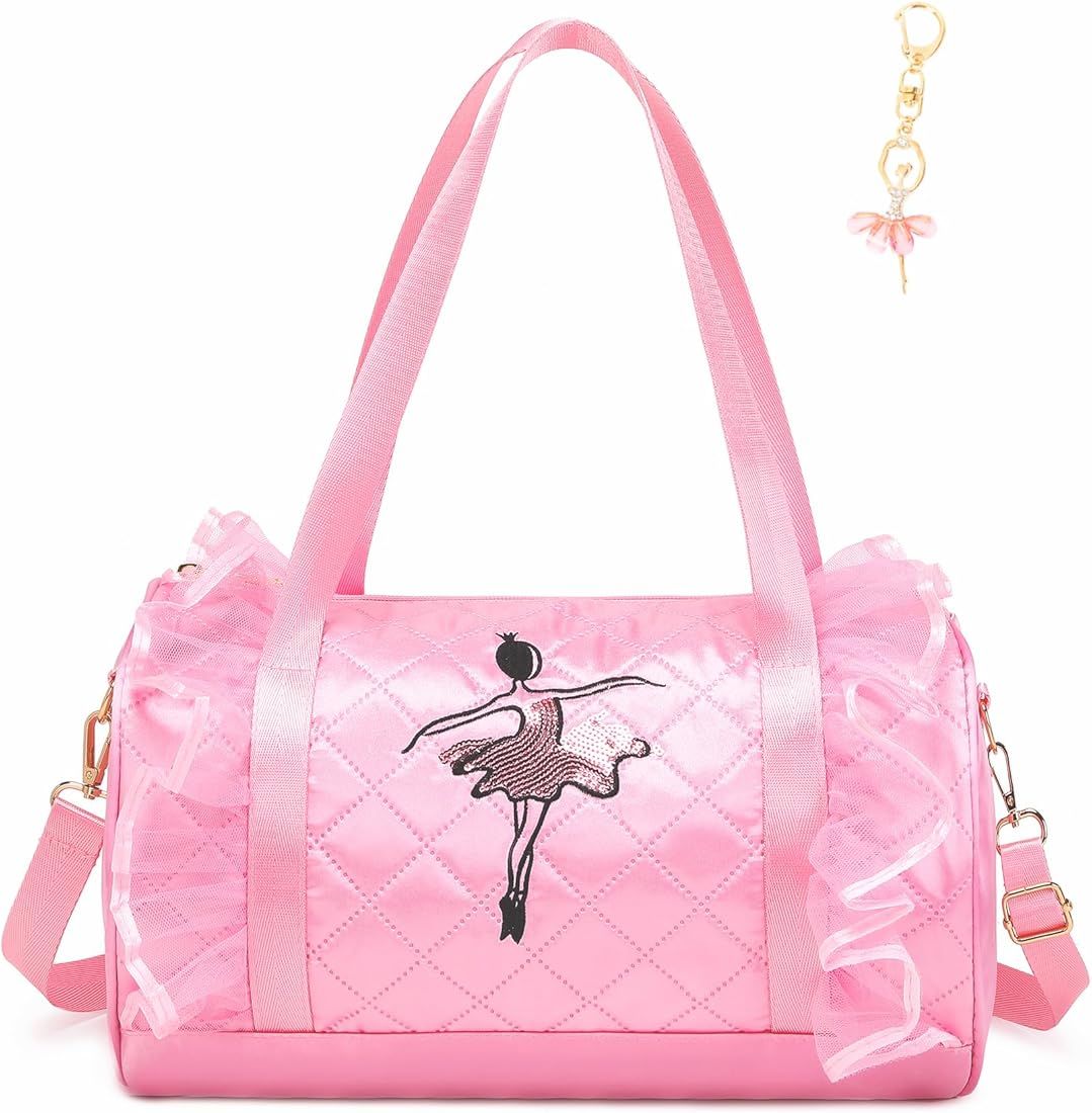 Dorlubel Cute Ballet Dance Bag Gym Travel Duffle Bag for Girls Tutu Dress Bag with Key Chain for ... | Amazon (US)