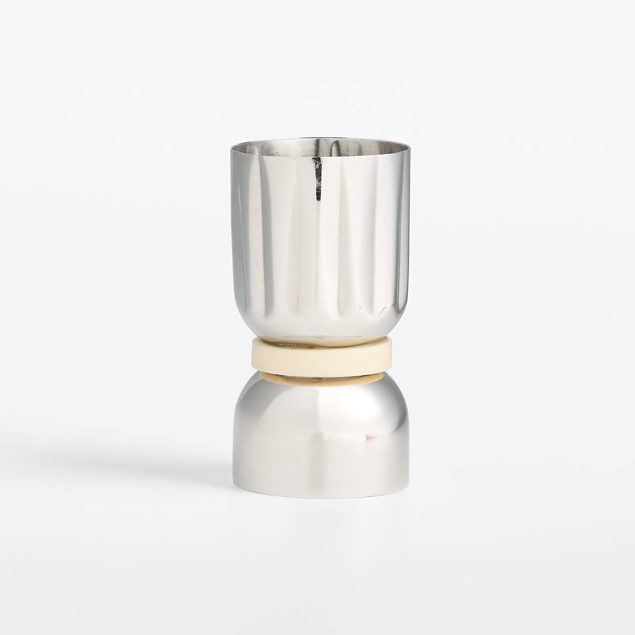 Romeo Stainless Steel Jigger by Laura Harrier & Tiffany Howell | Crate & Barrel | Crate & Barrel