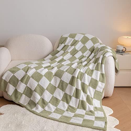 Ultra-Soft Checkered Blanket Microfiber Sage Green Checkerboard Blanket Reversible, Plaid Cozy Fu... | Amazon (US)