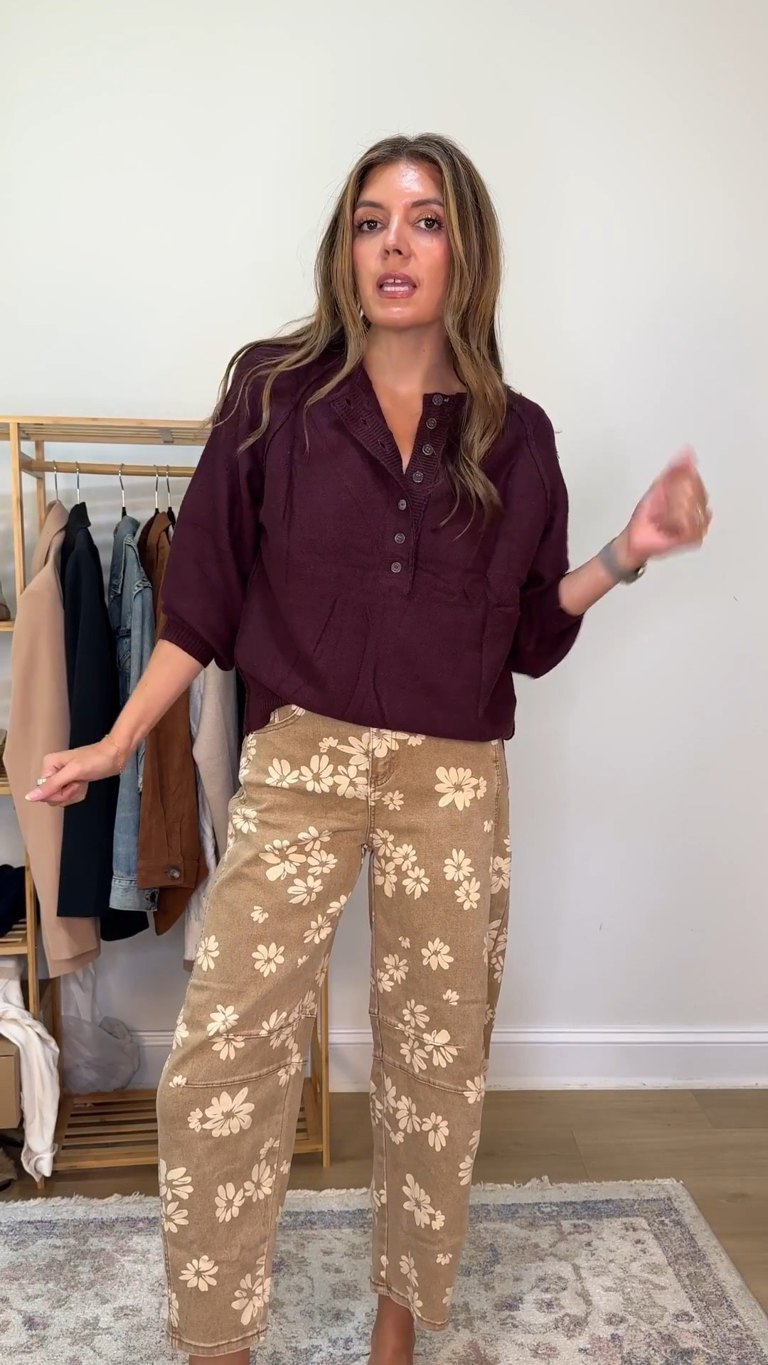 The perfect fall outfit! Love this free people inspired Henley sweater and floral print jeans from Amazon! 

#LTKOver40 #LTKFindsUnder50