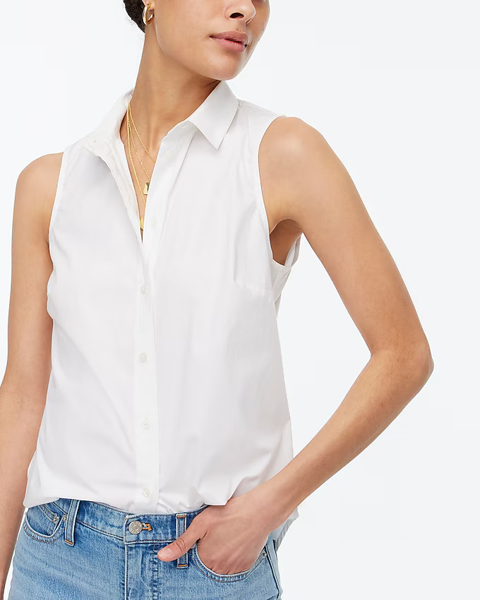 Sleeveless cotton poplin shirt in signature fit | J.Crew Factory