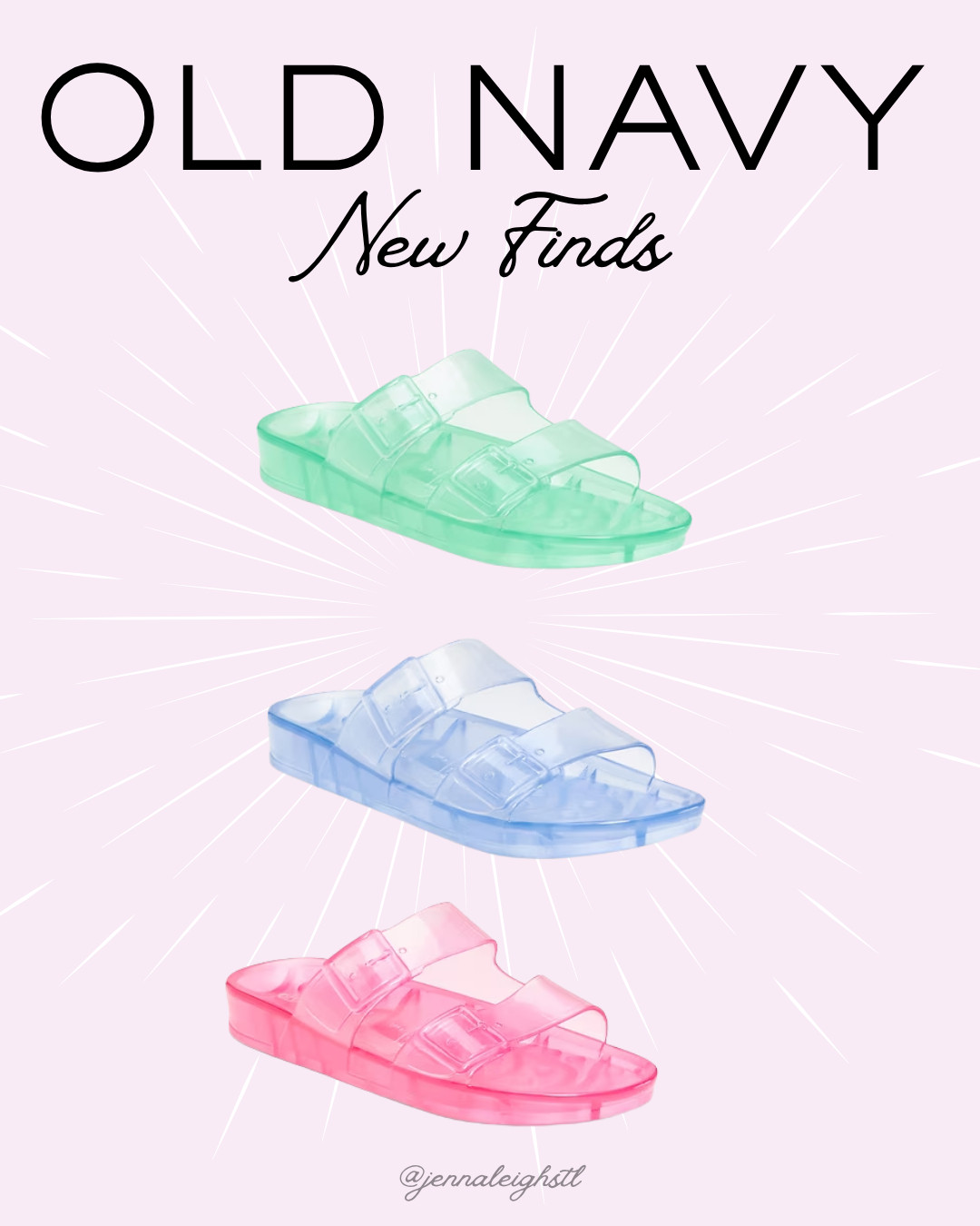 New find at Old Navy. These jelly slides are so fun and the perfect easy shoe for a pool day or summer outings. 

 #LTKSeasonal #LTKMidsize #LTKSwim