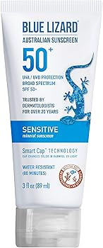 Blue Lizard SENSITIVE Mineral Sunscreen with Zinc Oxide, SPF 50+, Water Resistant, UVA/UVB Protec... | Amazon (US)