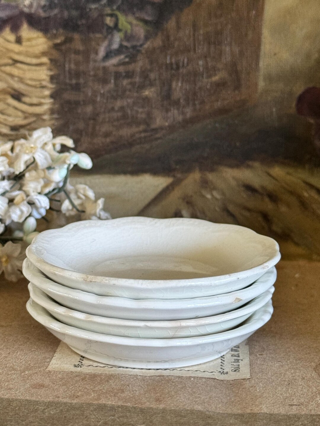 4 Vintage Ironstone Butter Pats / England / White / Meakin / Johnson Bros / Dishes / Dinnerware -... | Etsy (US)