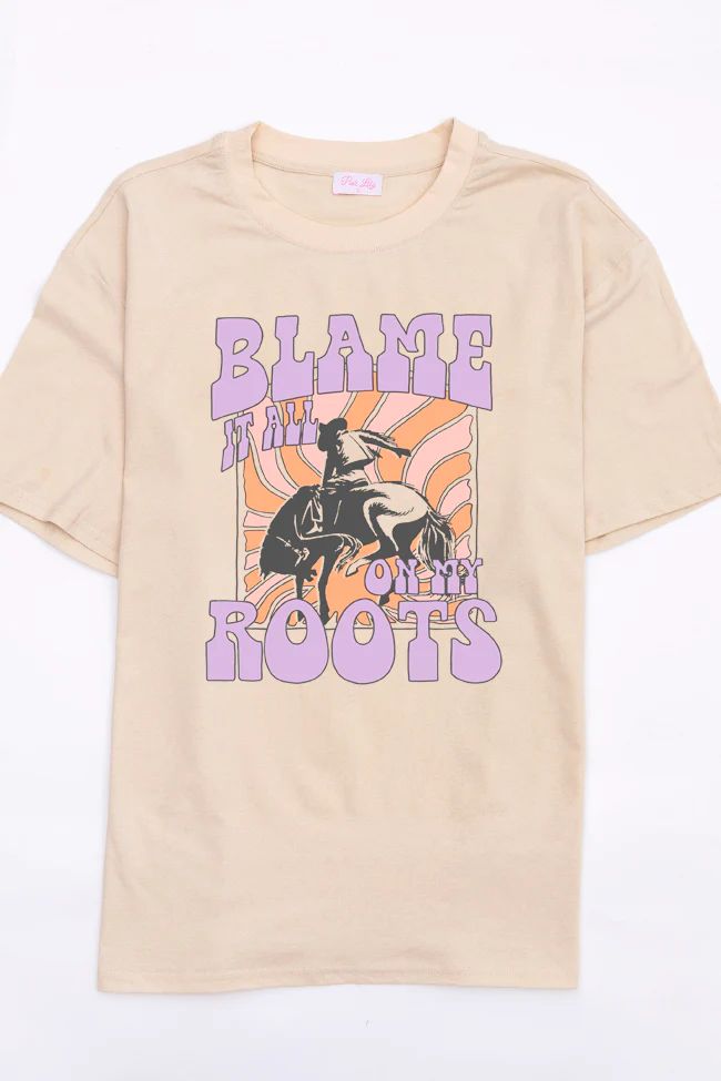 Blame It On My Roots Retro Ivory Oversized Graphic Tee | Pink Lily