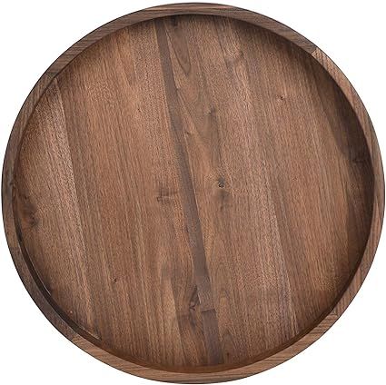 KINGCRAFT 24 x 24 inches Large Round Ottoman Table Tray Wooden Solid Circle Serving Tray with Han... | Amazon (US)