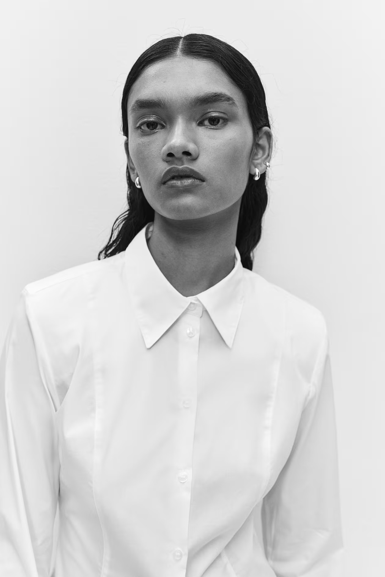 Tapered-Waist Shirt with Shoulder Pads | H&M (US + CA)