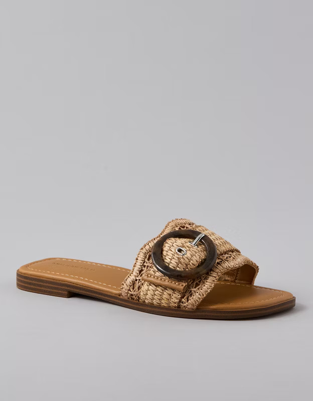 AE Raffia Buckle Slide Sandal | American Eagle Outfitters (US & CA)