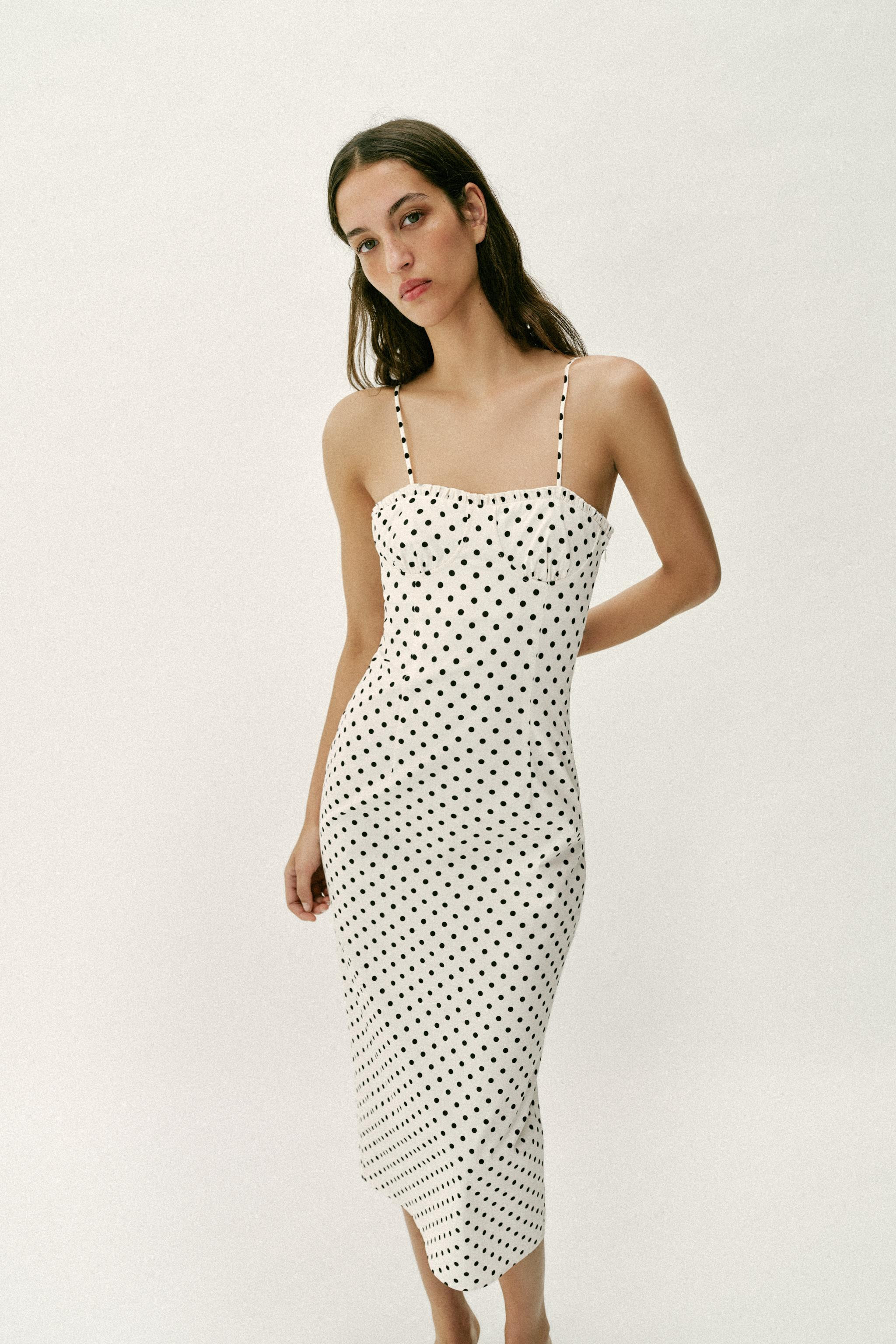 CORSET-STYLE POLKA DOT MIDI DRESS | Zara US