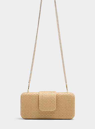 Basketweave straw minaudière | Simons