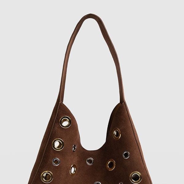 Allana Eyelet Bag - Coffee Suede | Saint + Sofia