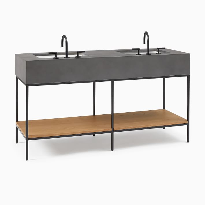 Streamline Concrete Double Bathroom Vanity (63") | West Elm | West Elm (US)