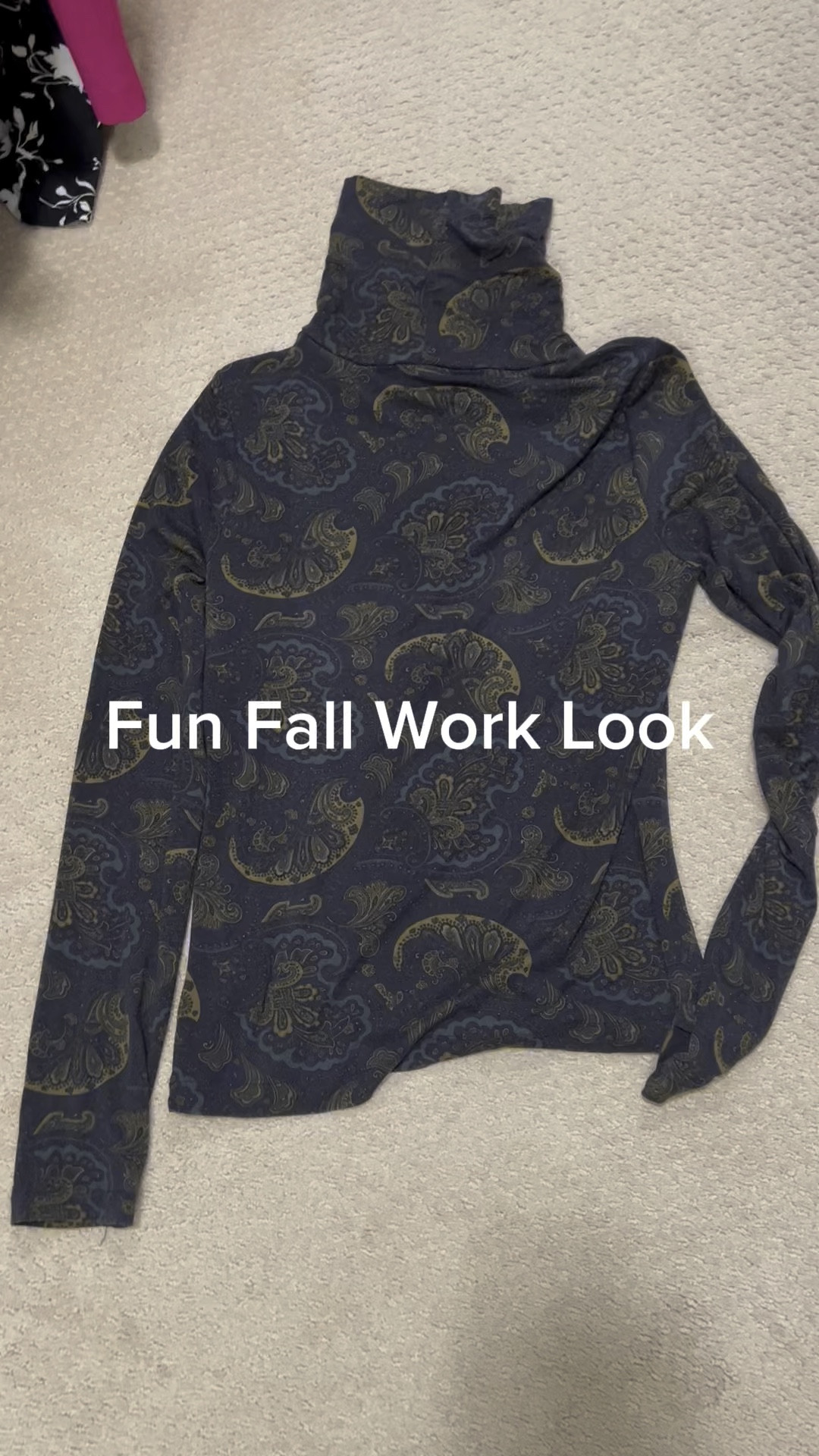 Fun Fall Work Look or for Going Out to Lunch!  Take an @Evereve paisley turtleneck (M), almost sold out, or a similar one below ⬇️, add @ Ann Taylor grey pants, grey boots and an awesome brown @patricia nash crossbody bag.

#LTKVideo #LTKSeasonal #LTKover40