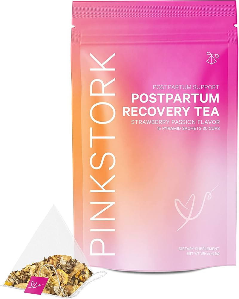 Pink Stork Postpartum Recovery Tea: Organic Strawberry Passion Fruit Herbal Tea, Postpartum Essen... | Amazon (US)