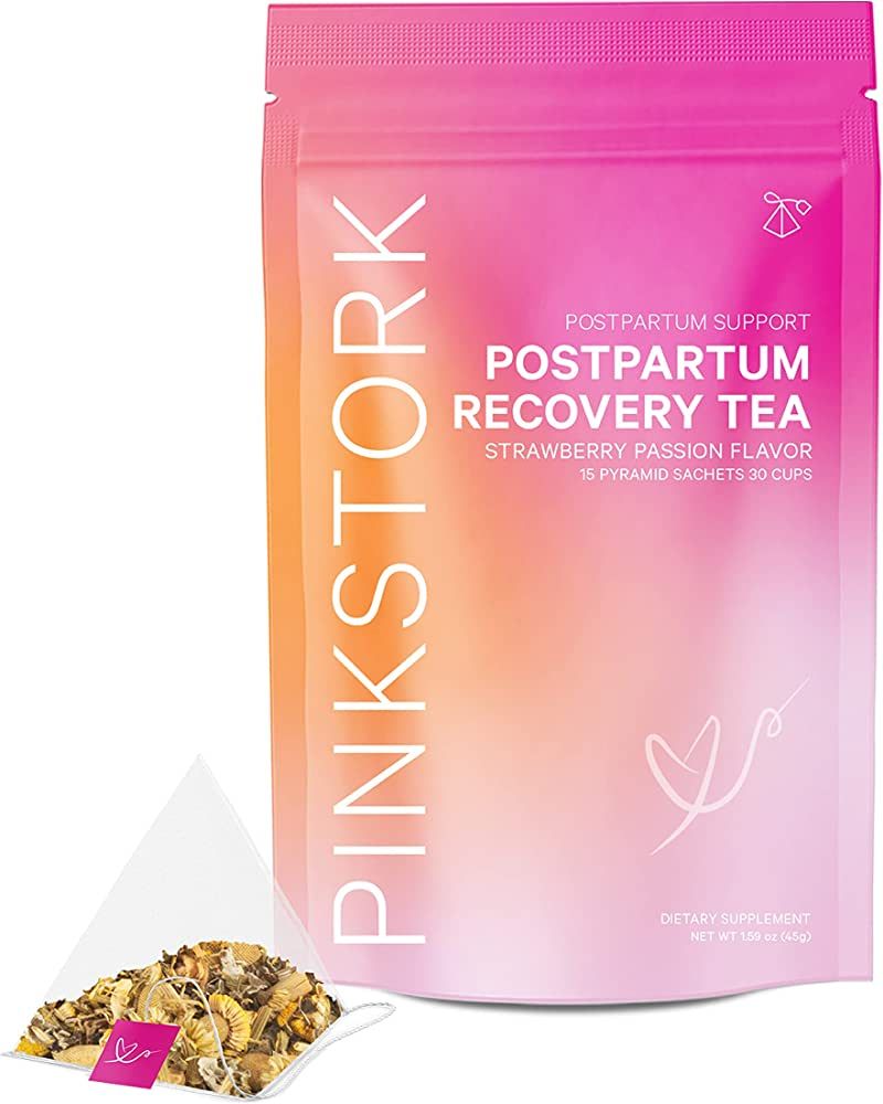 Pink Stork Postpartum Recovery Tea: Organic Strawberry Passion Fruit Herbal Tea, Postpartum Essen... | Amazon (US)