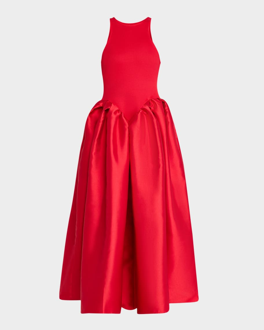 Marques'Almeida Heavy Satin and Rib-Jersey Long Dress | Neiman Marcus