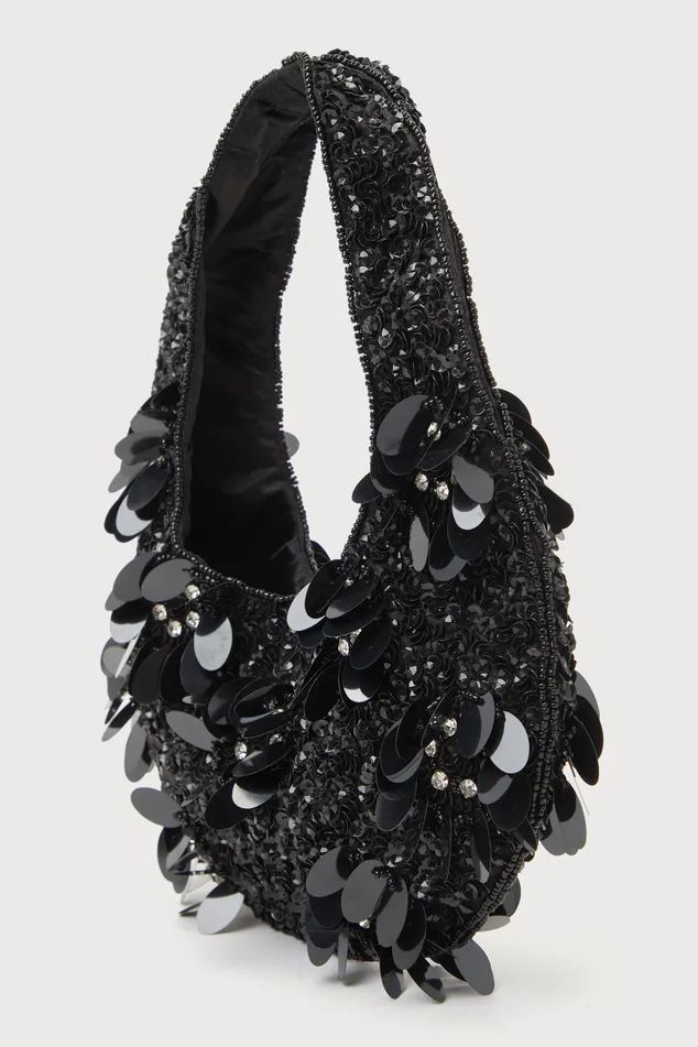 Glittering Outing Black Paillette Sequin Rhinestone Handbag | Lulus