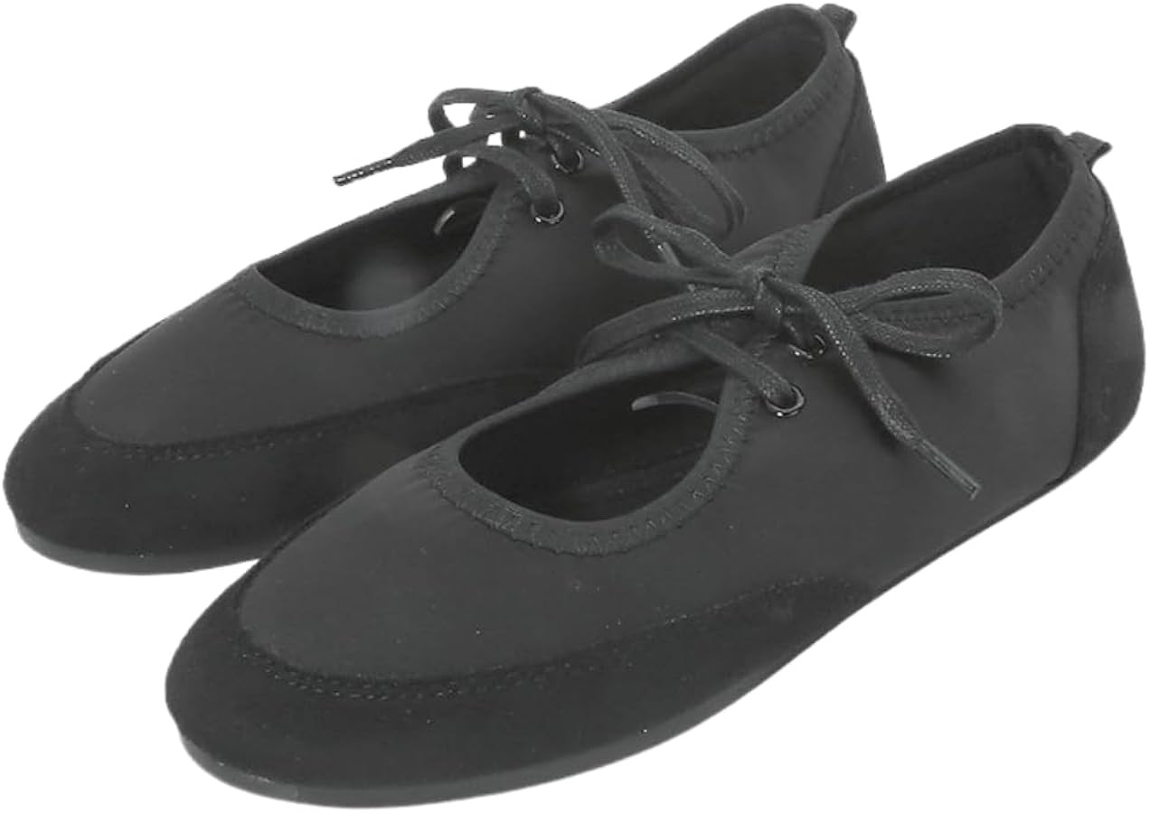 Women's Ballet Flats for Women with Bow, Comfortable Round Toe with Cross Straps, Slip On Mary Ja... | Amazon (US)