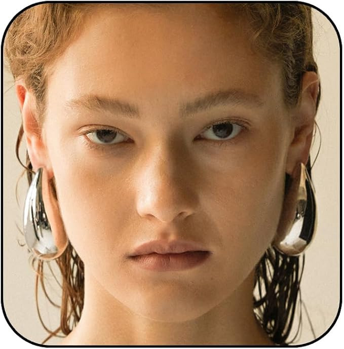 Senteria Extra Large Drop Earrings Lightweight Chunky Hoop Earrings for women Hypoallergenic Ster... | Amazon (UK)