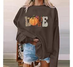 Werulen Women Halloween Pullover Sweatshirt Long Sleeve Cute Pumpkin Graphic Print Tops Fall Casu... | Amazon (US)