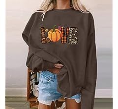 Werulen Women Halloween Pullover Sweatshirt Long Sleeve Cute Pumpkin Graphic Print Tops Fall Casu... | Amazon (US)