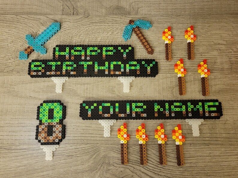 Personalized Minecraft Themed Cake Toppers | Etsy | Etsy (US)