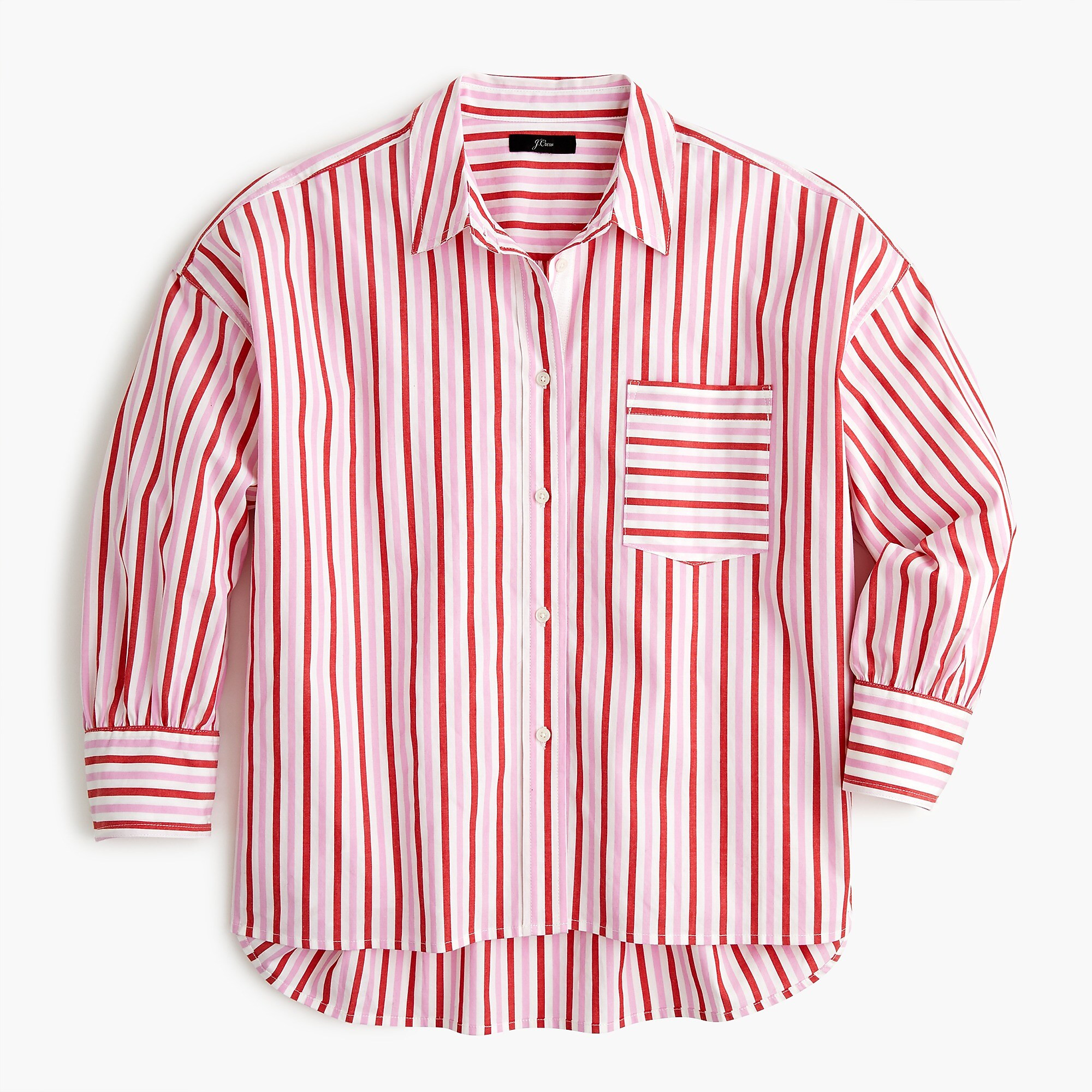 Oversized button-up in cotton poplin trifecta stripe | J. Crew US