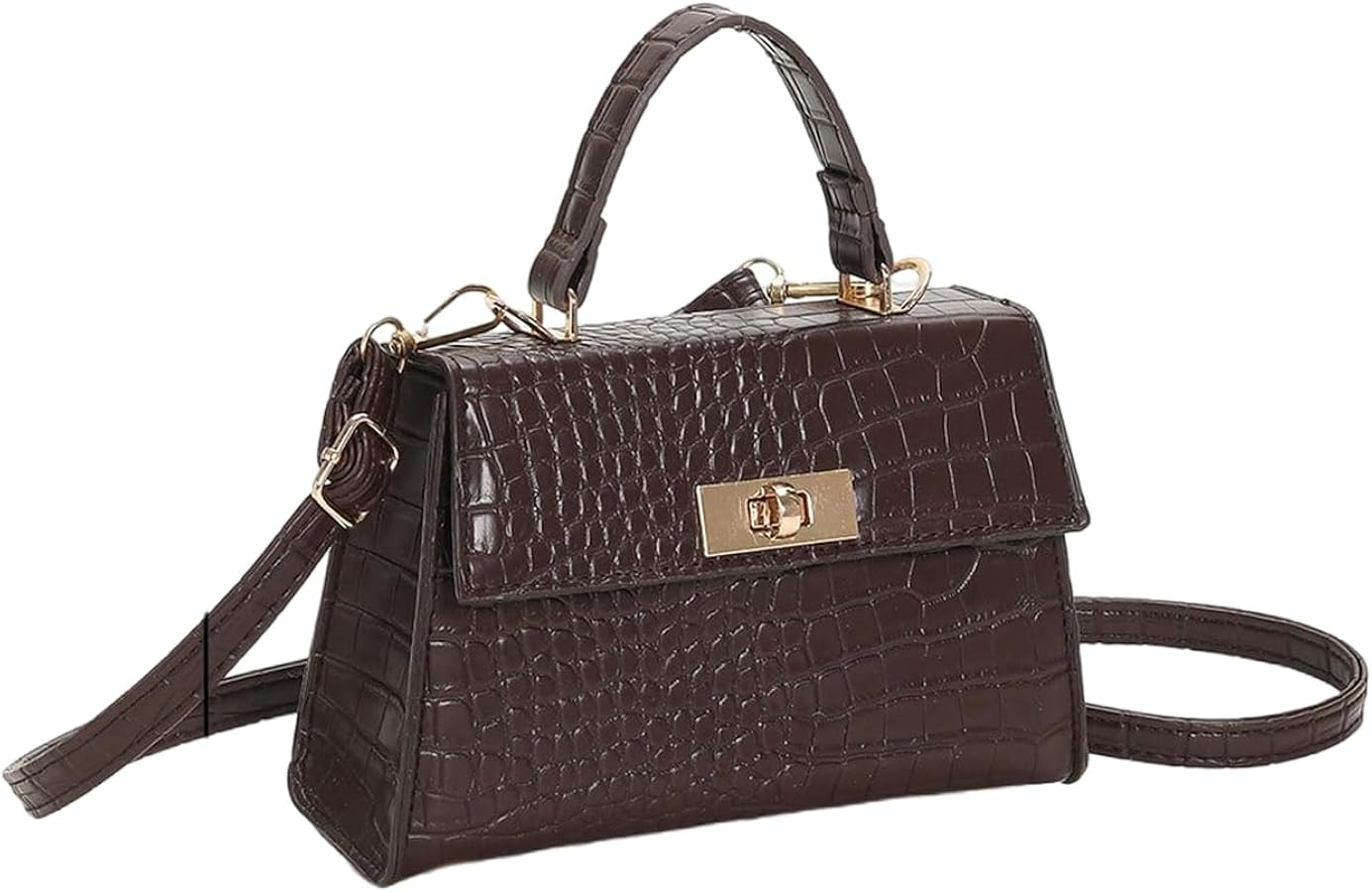 SweatyRocks Women's Crocodile Leather Small Crossbody Purses Trendy Top Handle Shoulder Bags | Amazon (US)