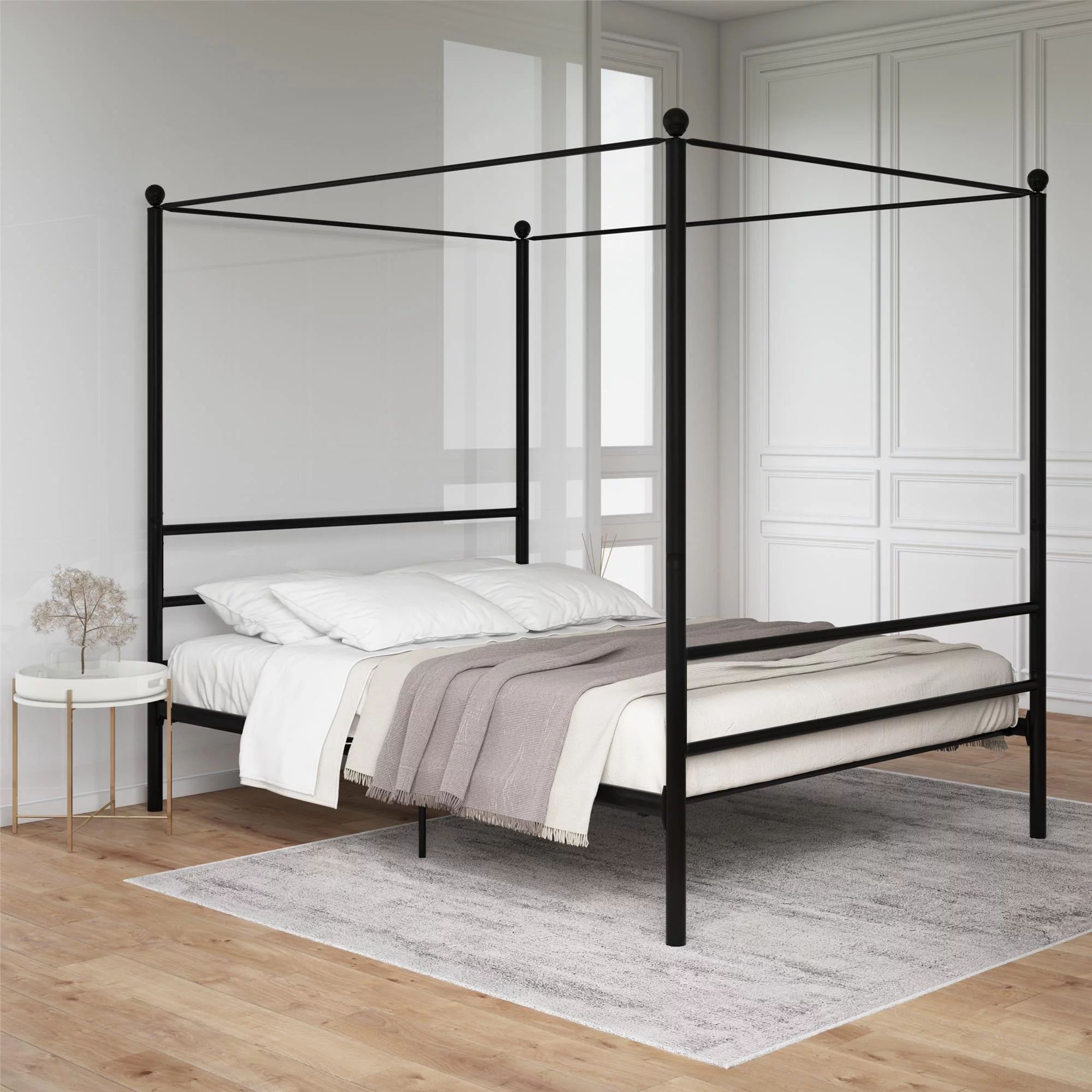 Mainstays Metal Canopy Bed, Queen, Black | Walmart (US)