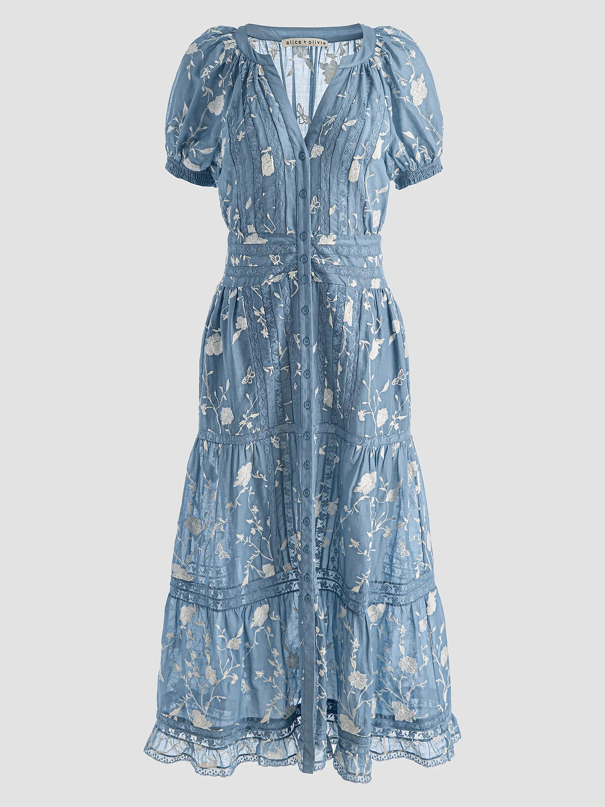 Kathryn Lace-Trim Floral Midi Shirtdress | Saks Fifth Avenue
